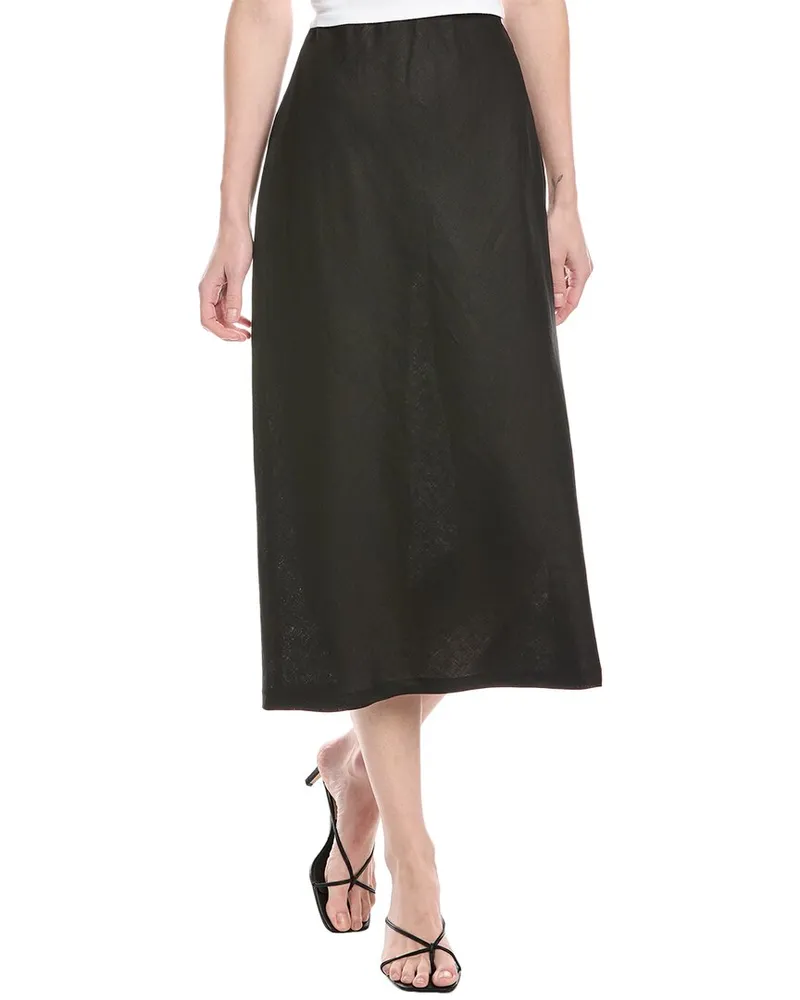 Enza Costa Bias Linen Midi Skirt Black