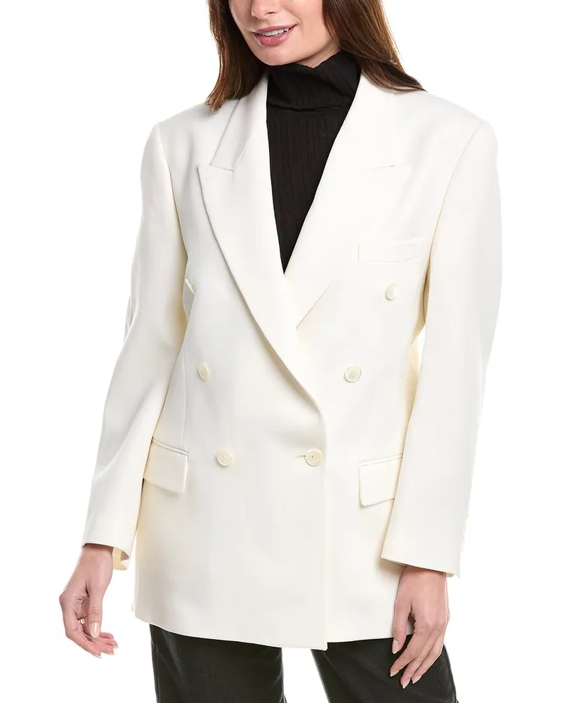 Michael Kors Double Breasted Wool Blazer White