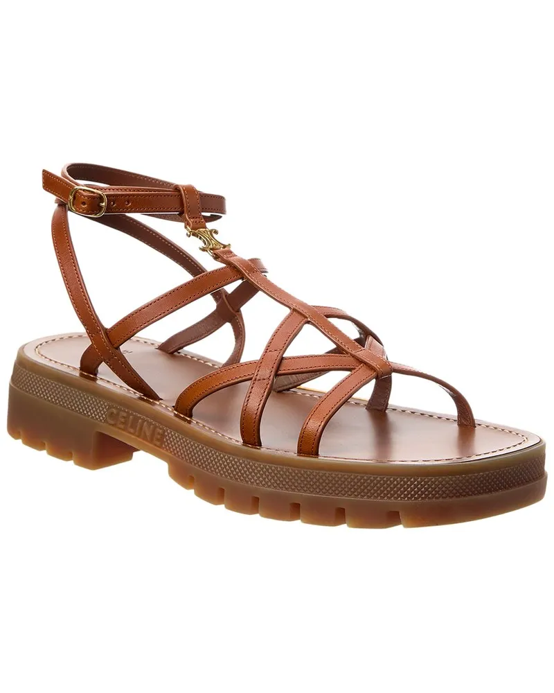 Celine Clea Strappy Leather Sandal Brown