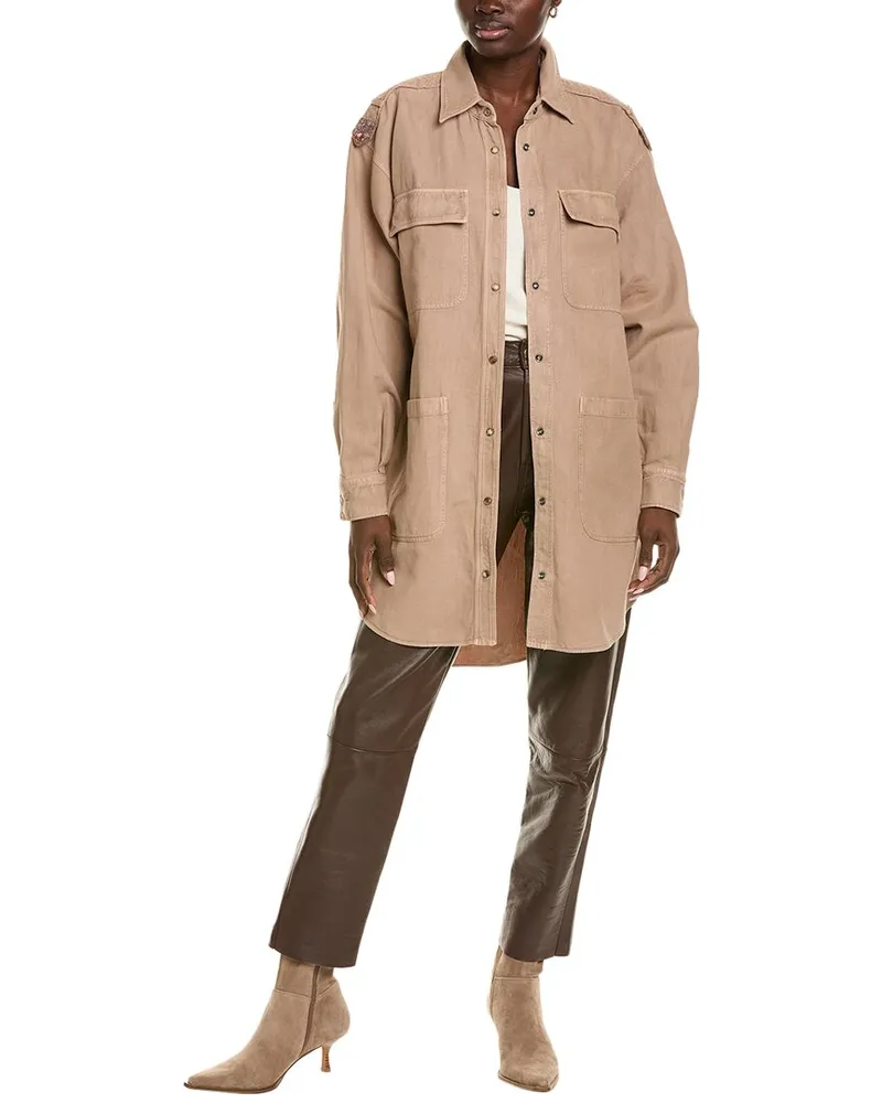 Brunello Cucinelli Linen-Blend T-Shirt Jacket Nocolor