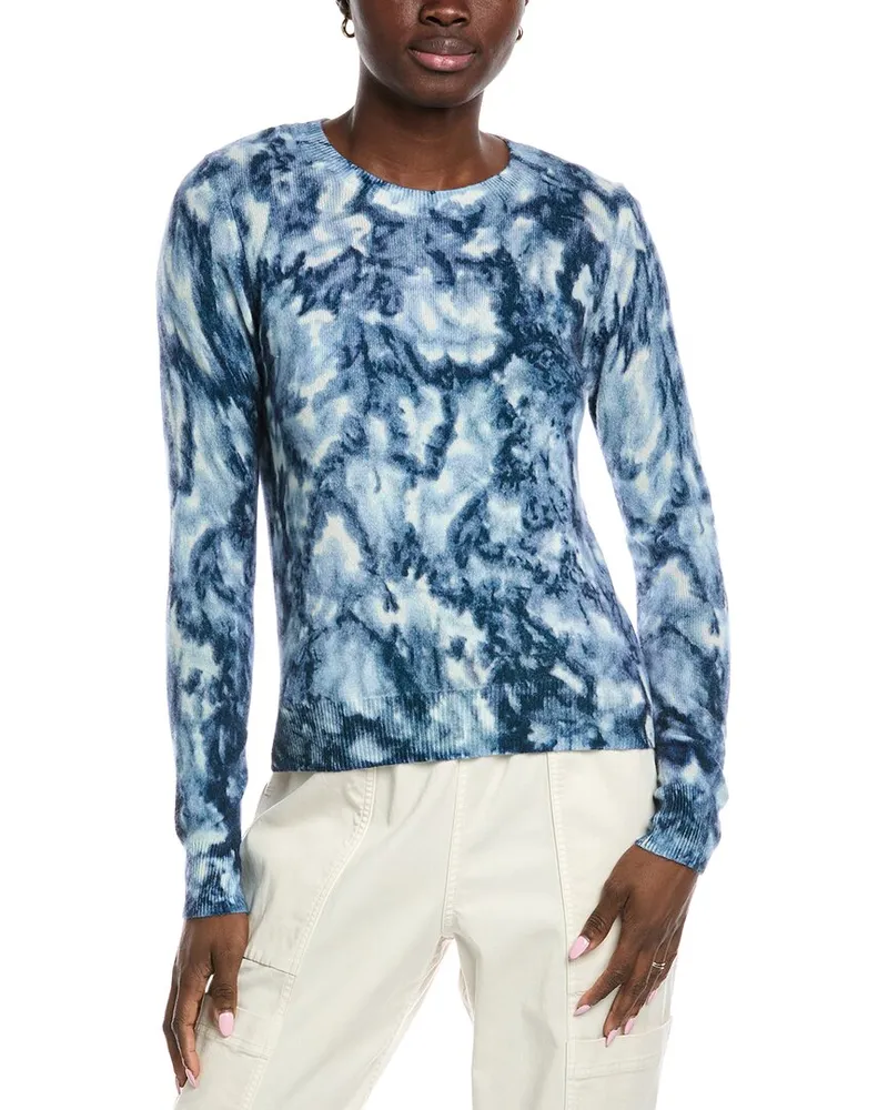 Autumn Cashmere Floral Print Cashmere Sweater Blue