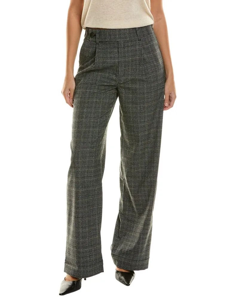 Proenza Schouler White Label Plaid Wide Leg Suiting Pant Black