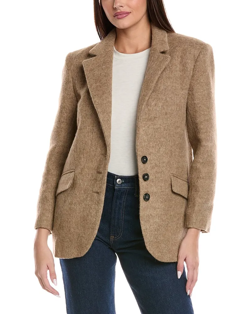 ba&sh Veste Wool & Alpaca-Blend Coat Tan