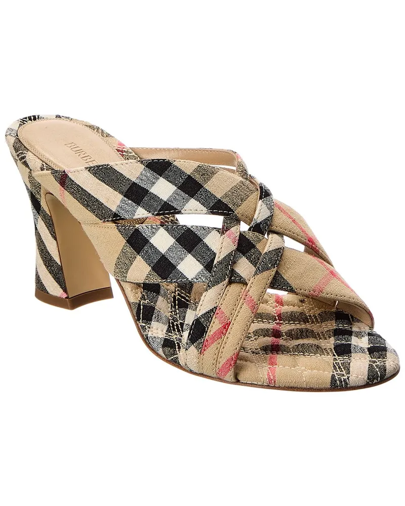 Burberry Check Linen Sandal Brown