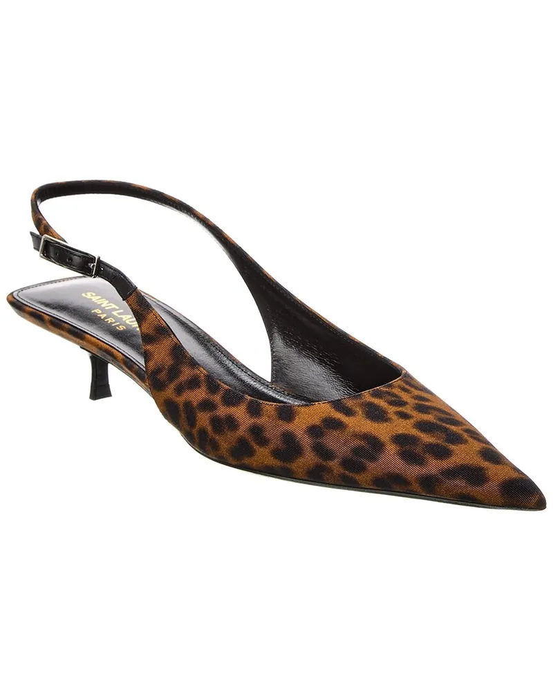 Saint Laurent Quarida 30 Grosgrain Slingback Pump Brown
