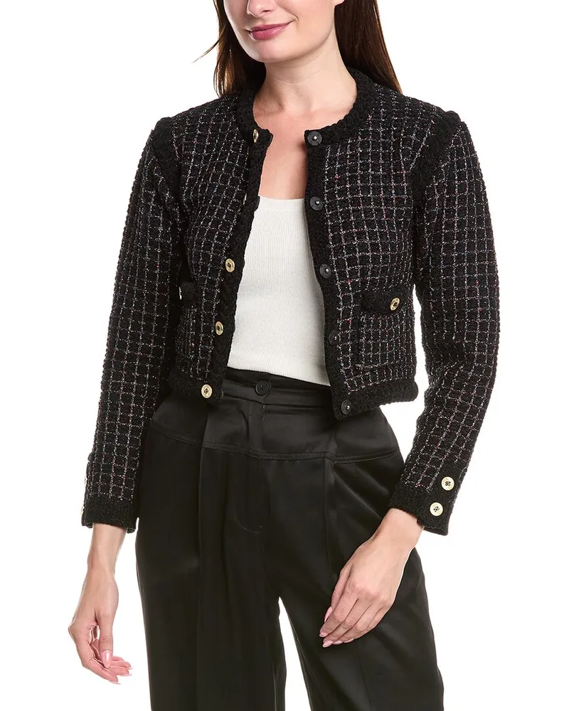 Sandro Tweed Wool-Blend Jacket Black