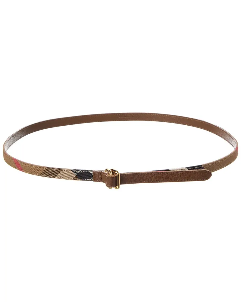 Burberry Check Canvas & Leather Belt Brown