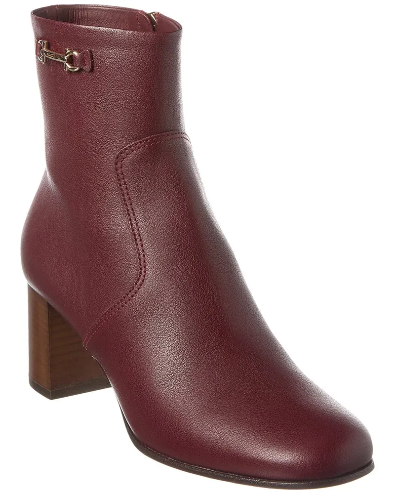 Ferragamo Otello Leather Bootie Brown