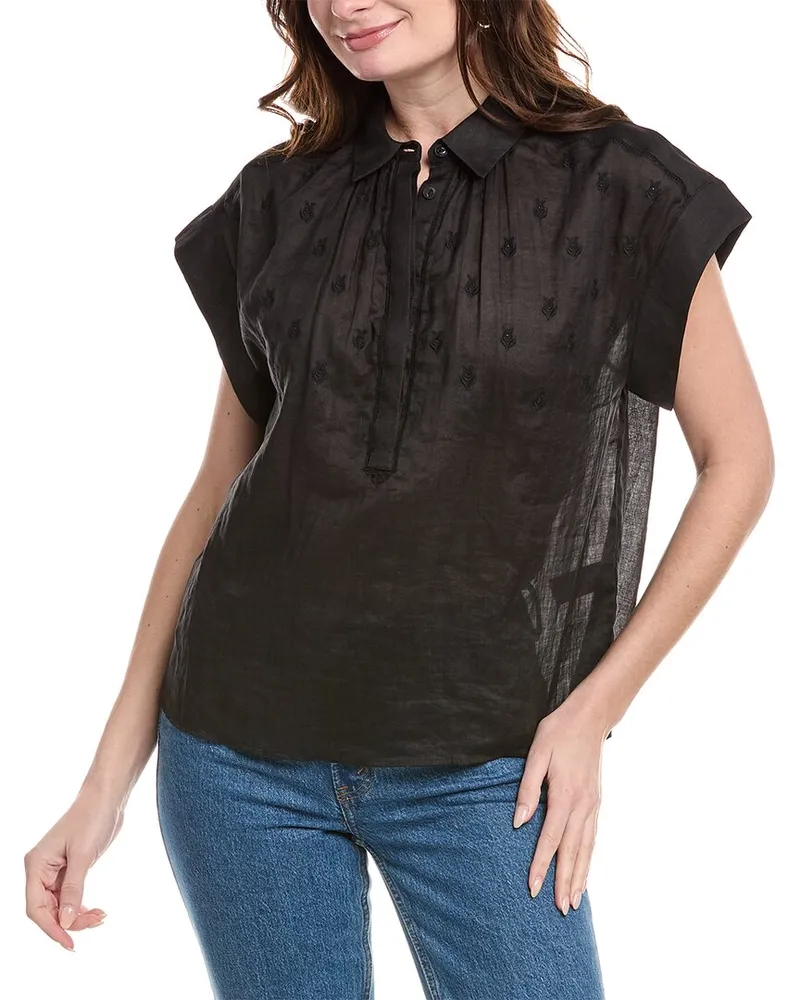 Rag & Bone Robin Embroidered Top Black