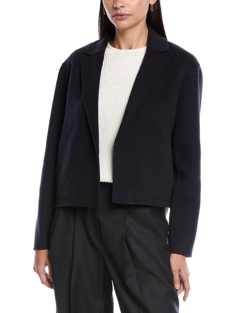 Theory Relax Wool & Cashmere-Blend Cardigan Jacket Blue
