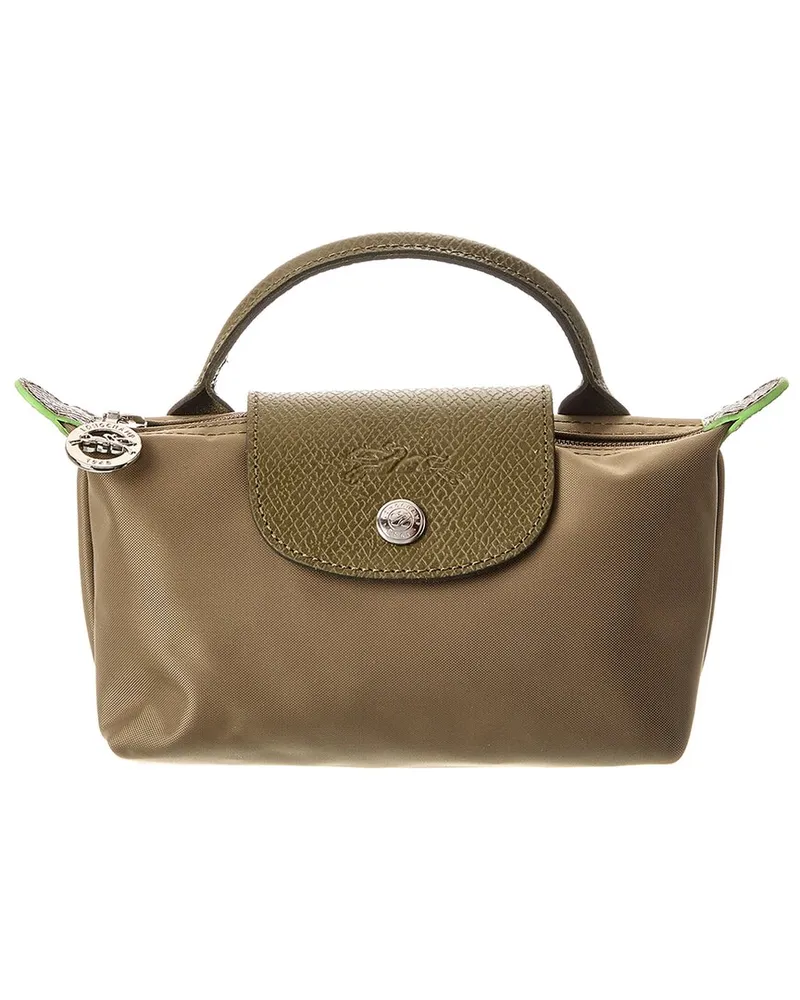 Longchamp Le Pliage Green Canvas Pouch with Handle Green