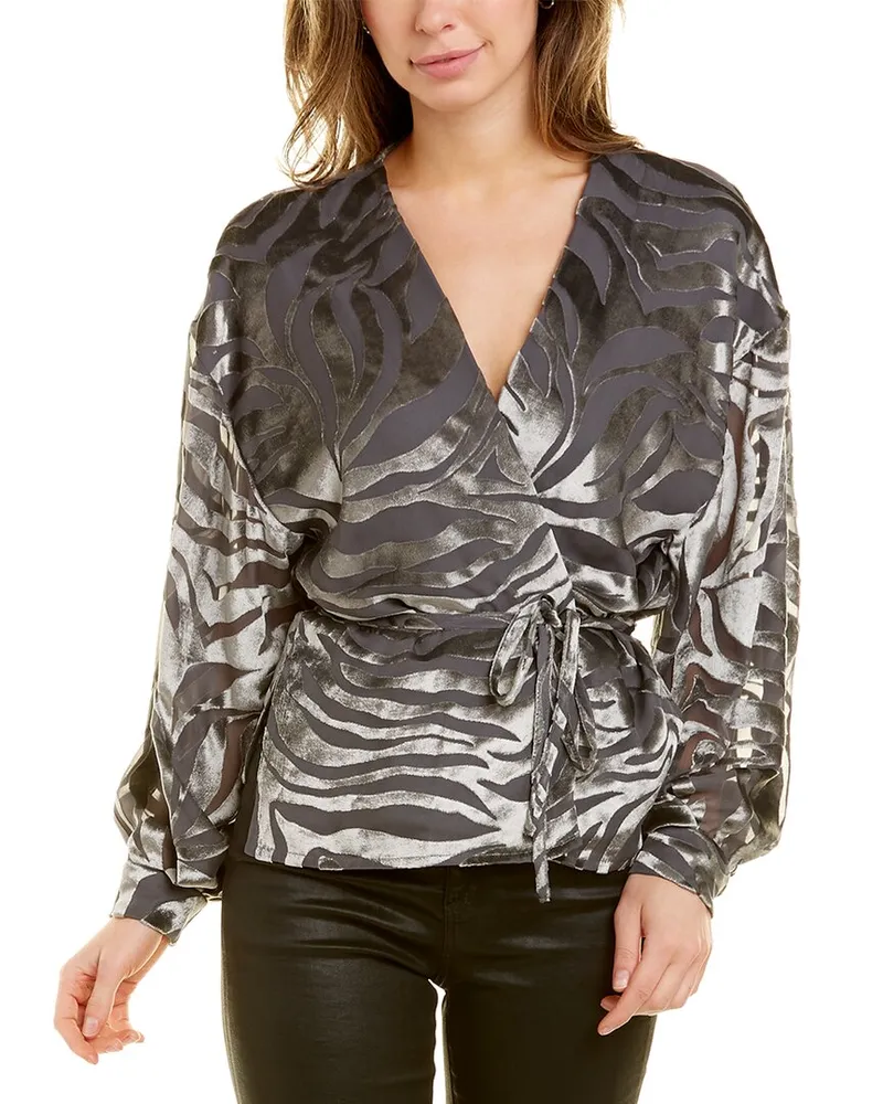 IRO Nurat Silk-Blend Wrap Top Grey