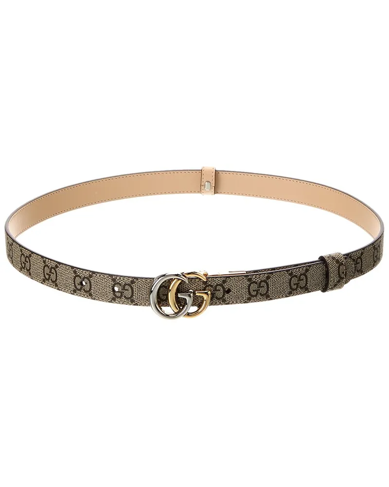 Gucci GG Marmont Thin Leather Belt Beige
