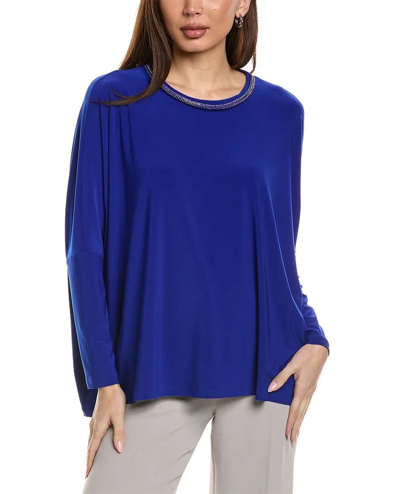 Joseph Ribkoff Rhinestone Neck Top Blue