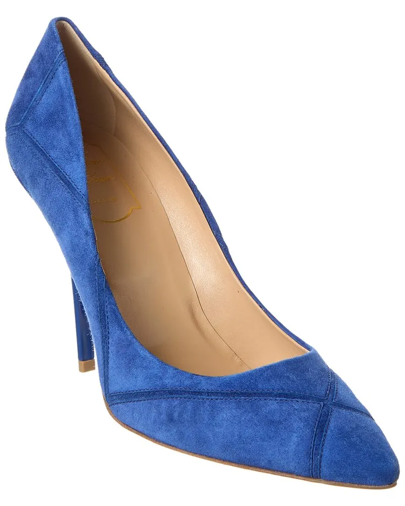 Roger Vivier Decollete Suede Pump Blue