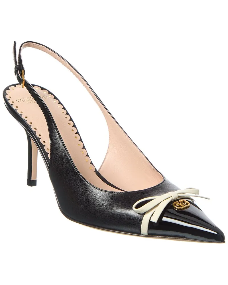 Valentino Garavani Bow 90 Leather Slingback Pump Black