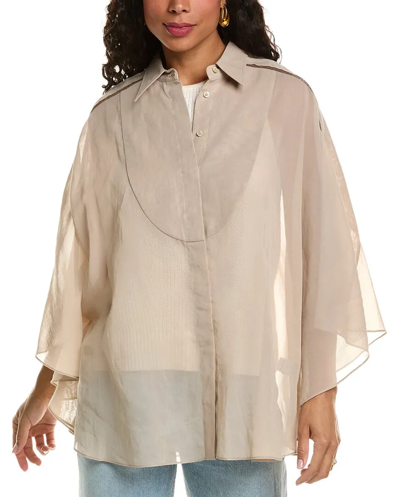 Brunello Cucinelli Organza Poncho Top Nocolor