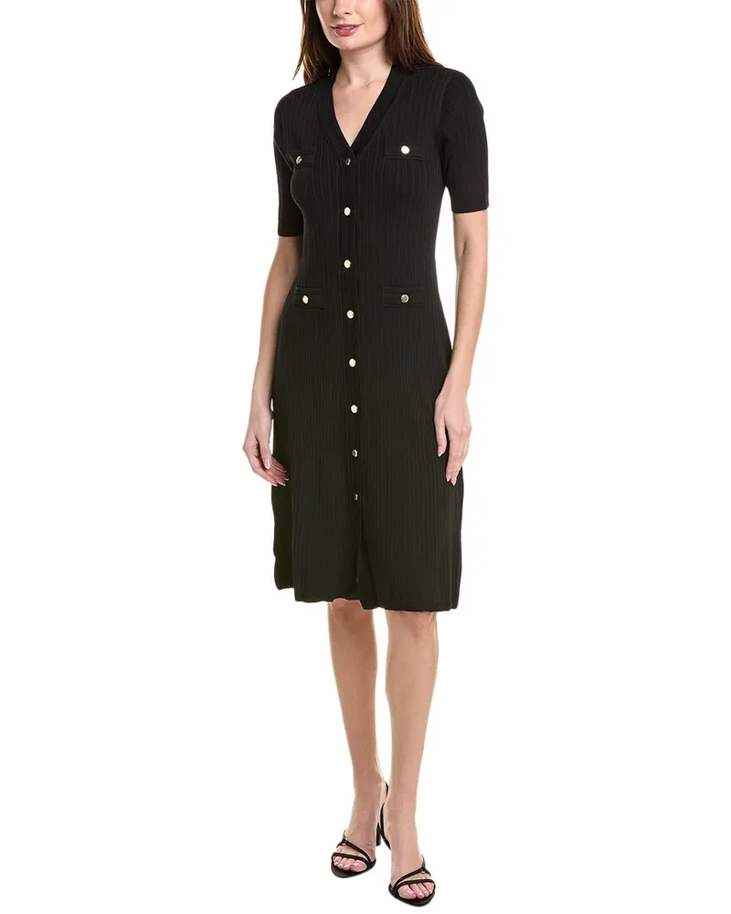 Anne Klein Snap Front Sweaterdress Black