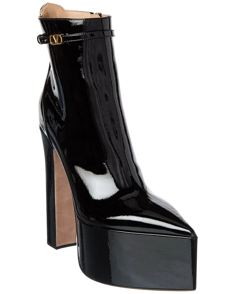 Valentino Garavani Tan-Go 165 Patent Platform Bootie Black