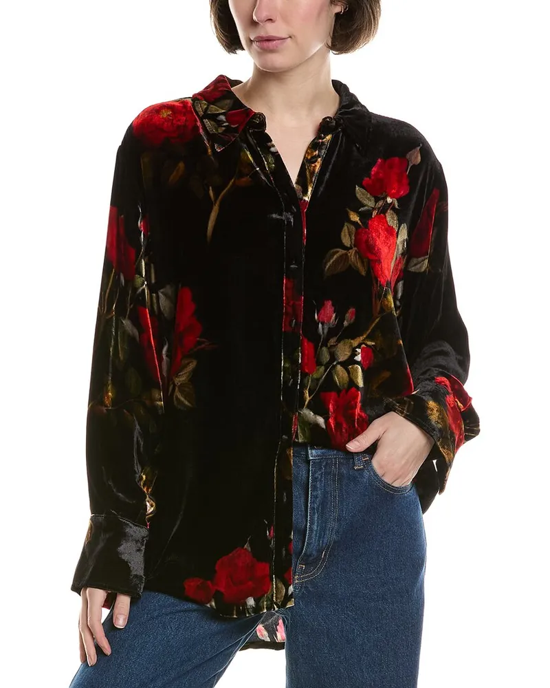 Johnny Was Relaxed Seamed Shirt Red