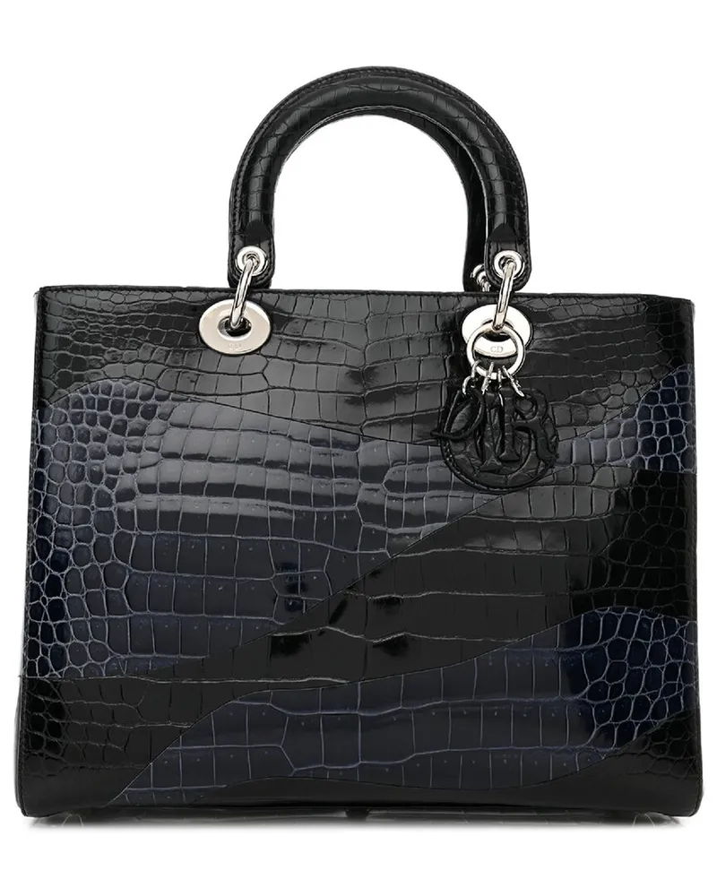 Dior Black Alligator Large Lady Dior (Authentic Pre-Loved Nocolor