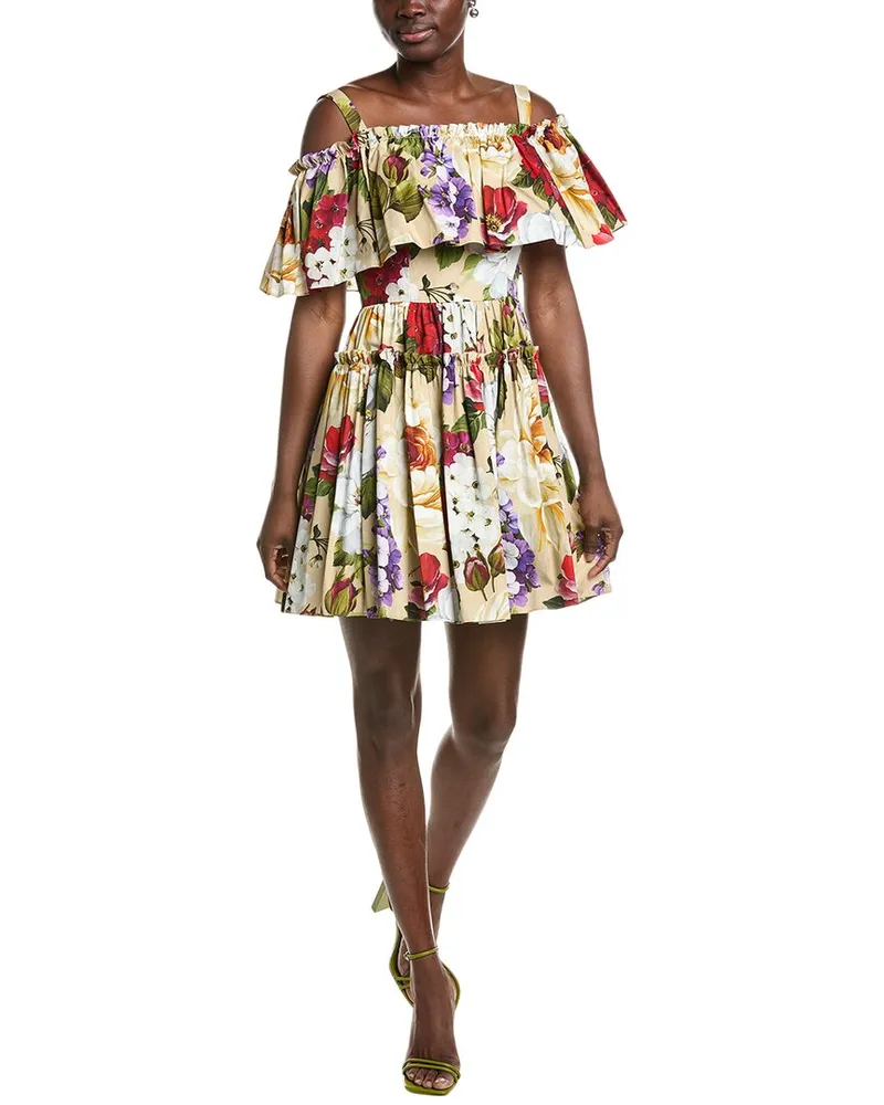 Dolce & Gabbana Off-The-Shoulder Mini Dress Beige