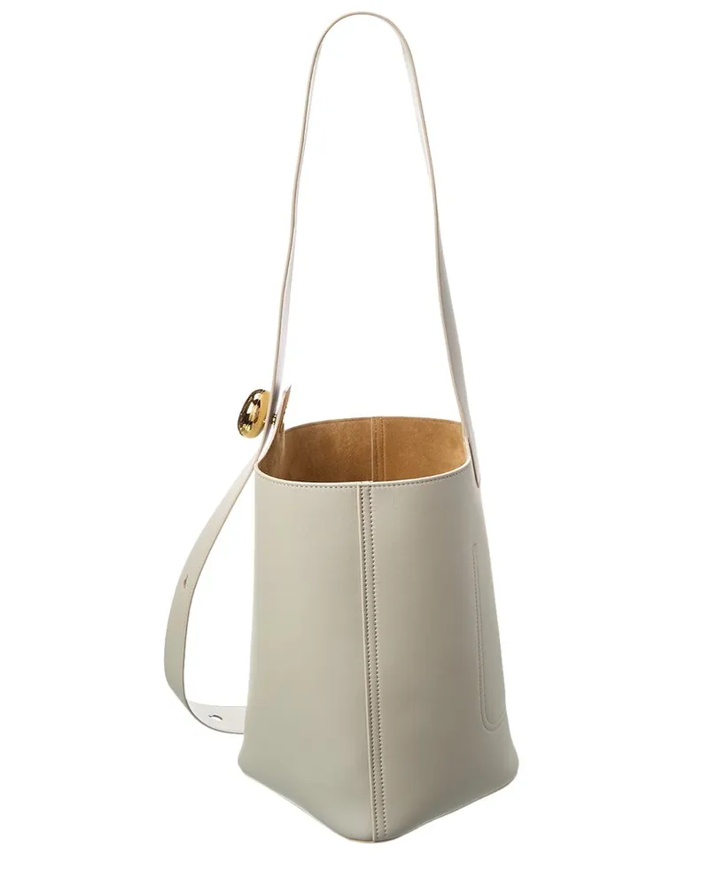 Loewe Pebble Mini Leather Bucket Bag Grey