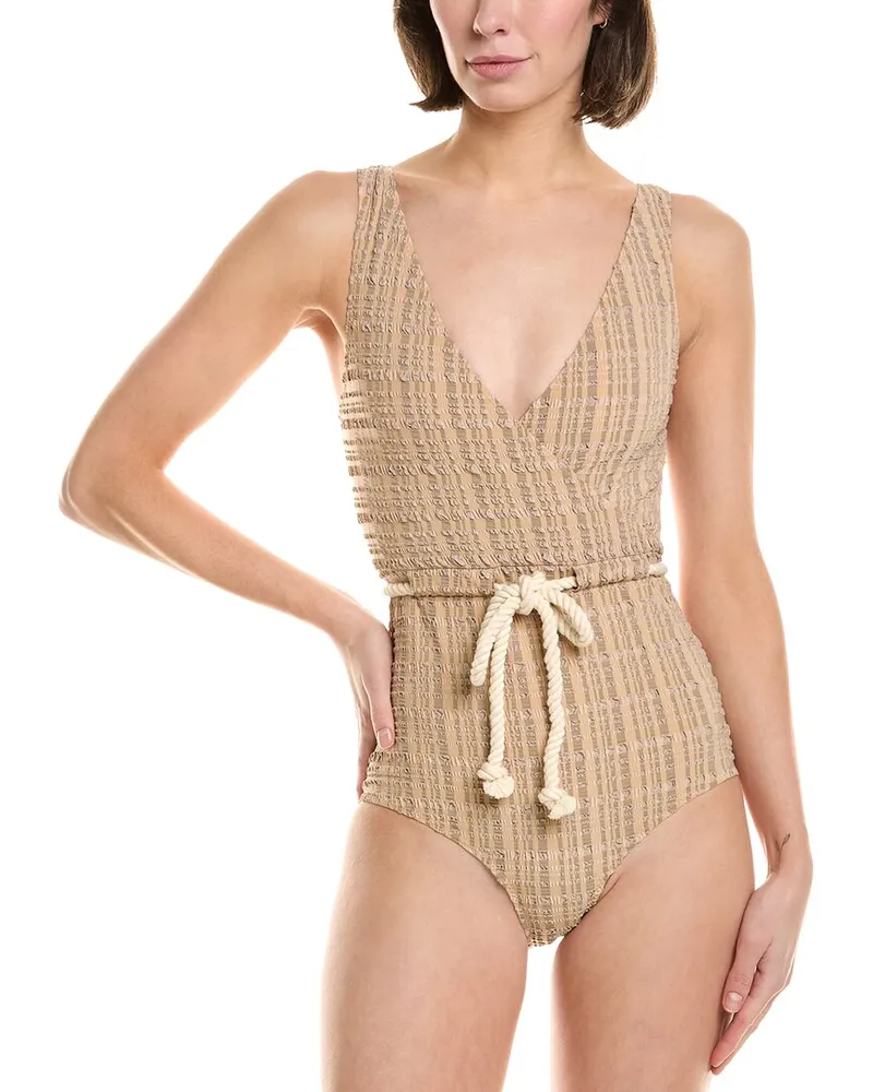 Lisa Marie Fernandez Drawstring Maillot One-Piece Beige