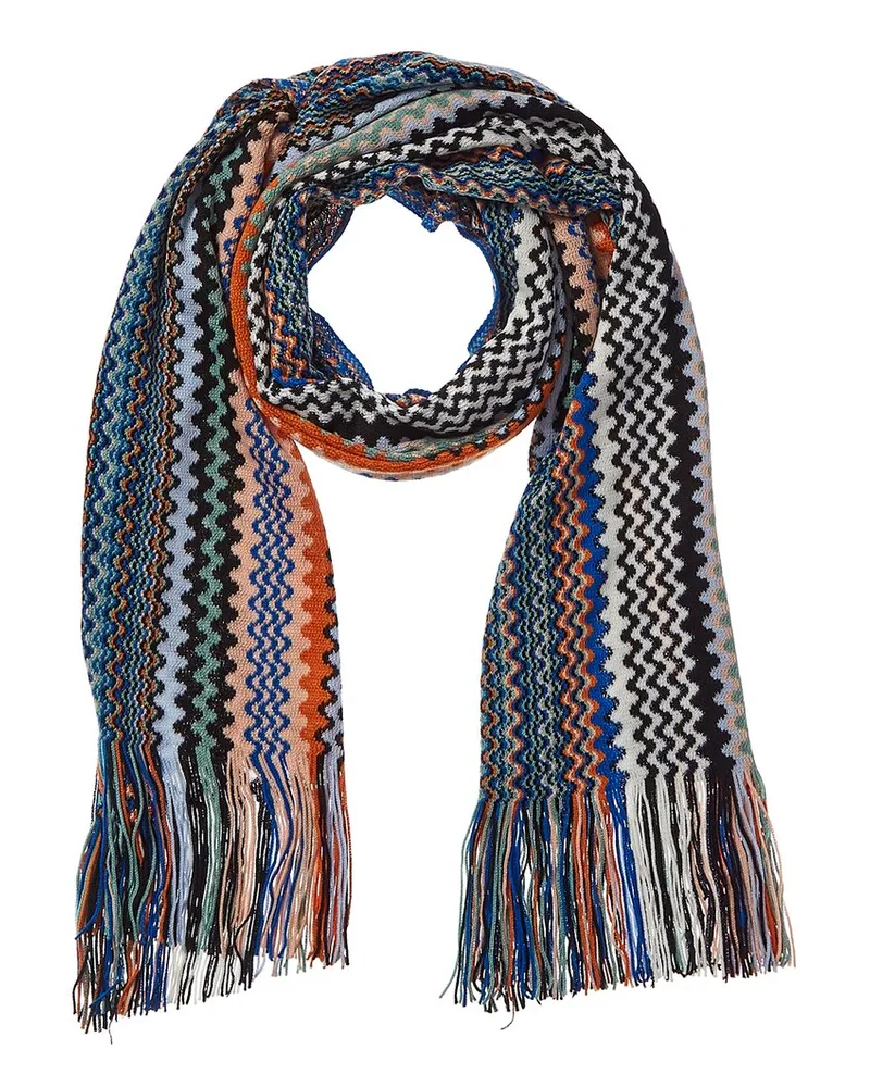 Missoni Wool-Blend Scarf Blue