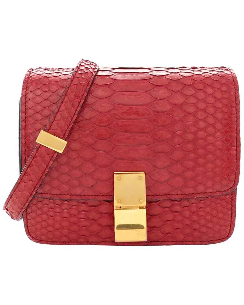Celine Red Snakeskin Small Classic Box Flap Bag (Authentic Pre-Loved Nocolor