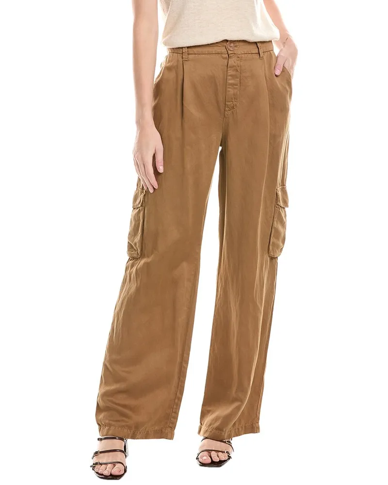 Bella Dahl Pleated Wide Leg Linen-Blend Pant Brown
