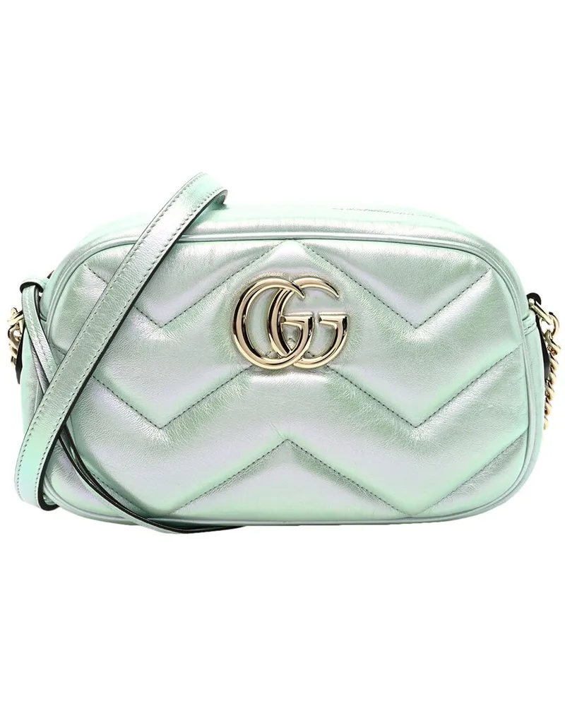 Gucci Green Nappa Leather Small GG Marmont Chain Shoulder Bag (Authentic Pre-  Loved Nocolor