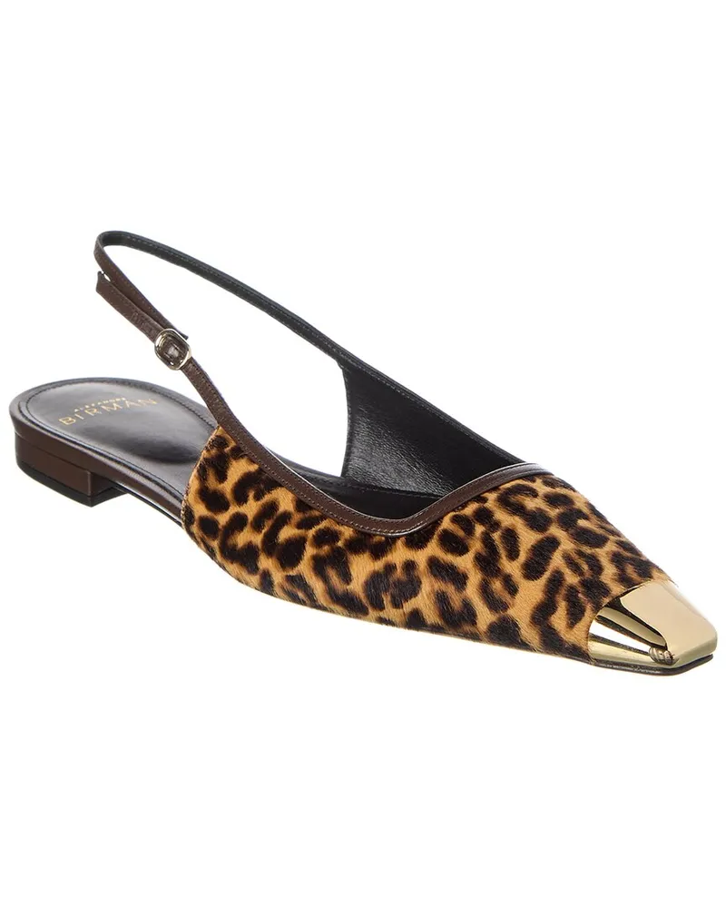 Alexandre Birman Olivia Haircalf & Leather Slingback Flat Brown