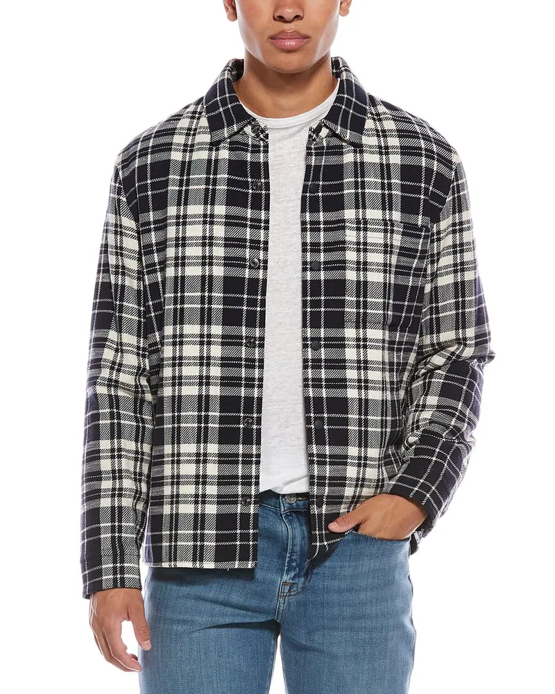 Vince Plaid Shirt Jacket Black