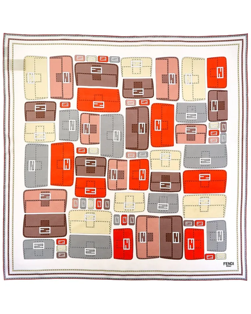 Fendi Baguette Foulard Silk Scarf Orange