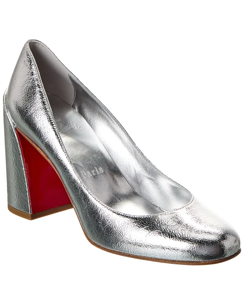 Christian Louboutin Miss Sab 85 Leather Pump Silver
