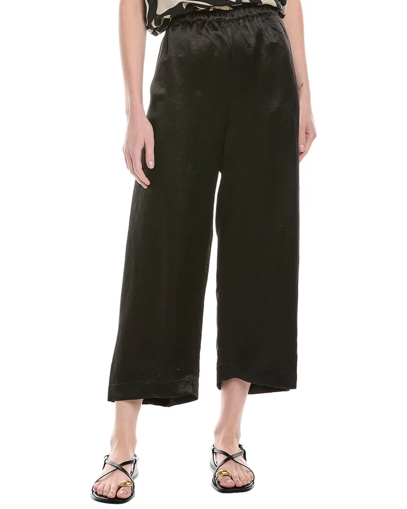 Enza Costa Hammered Satin Ankle Pant Black