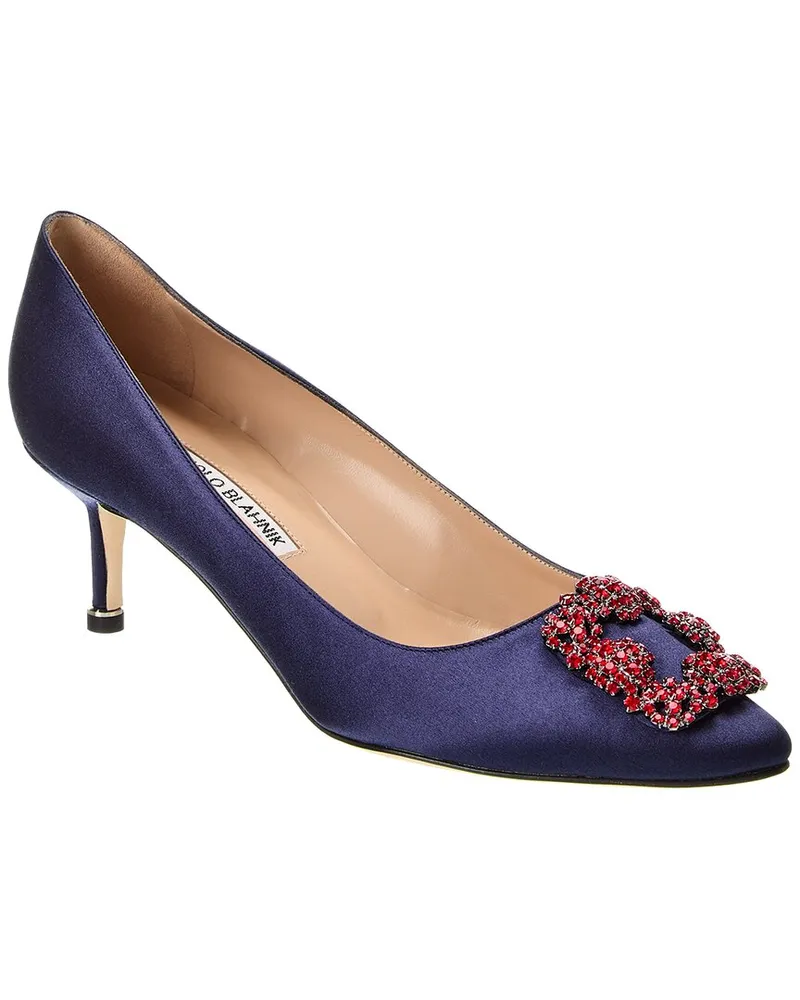Manolo Blahnik Hangisi 50 Satin Pump Blue