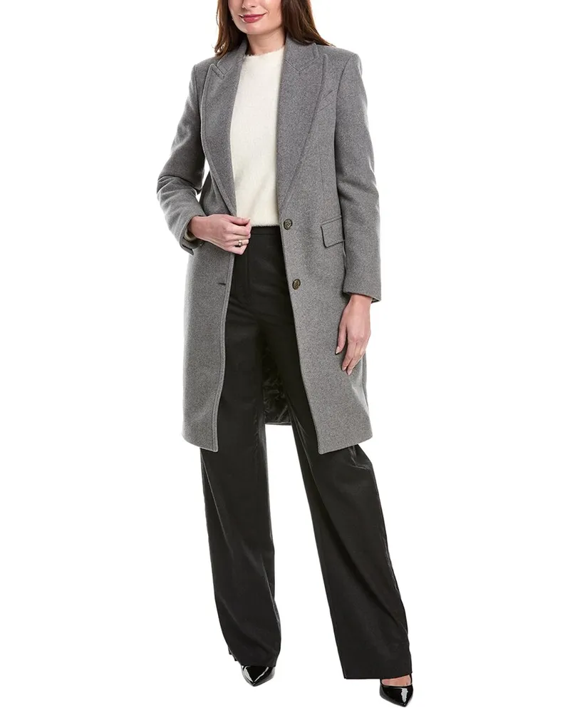 Michael Kors Melton Chesterfield Wool Coat Grey