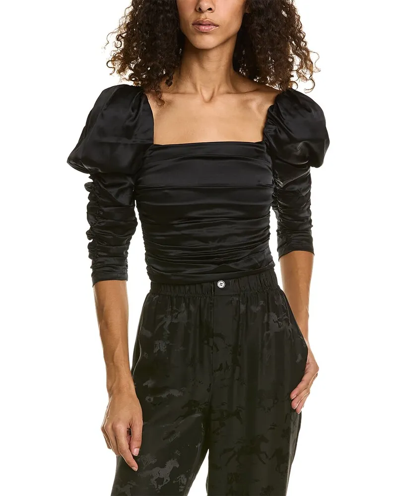 Alice + Olivia Katrice Silk-Blend Top Black