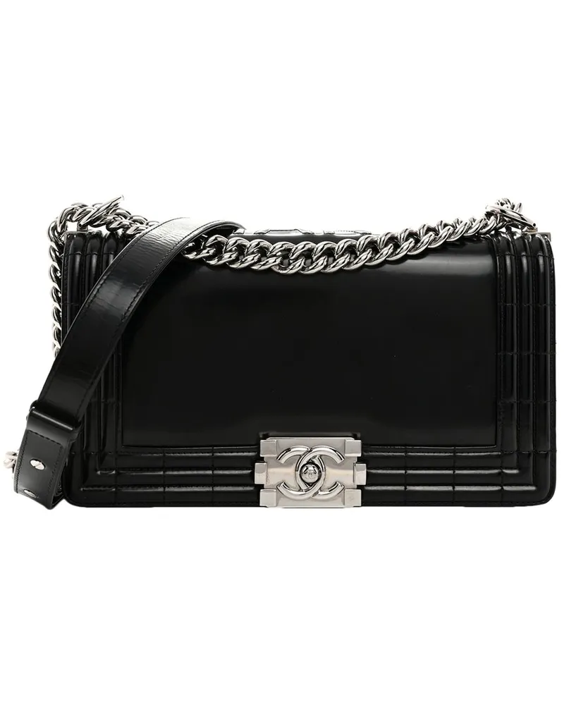 Chanel Black Calfskin Leather New Medium Boy Flap (Authentic Pre-Loved Nocolor