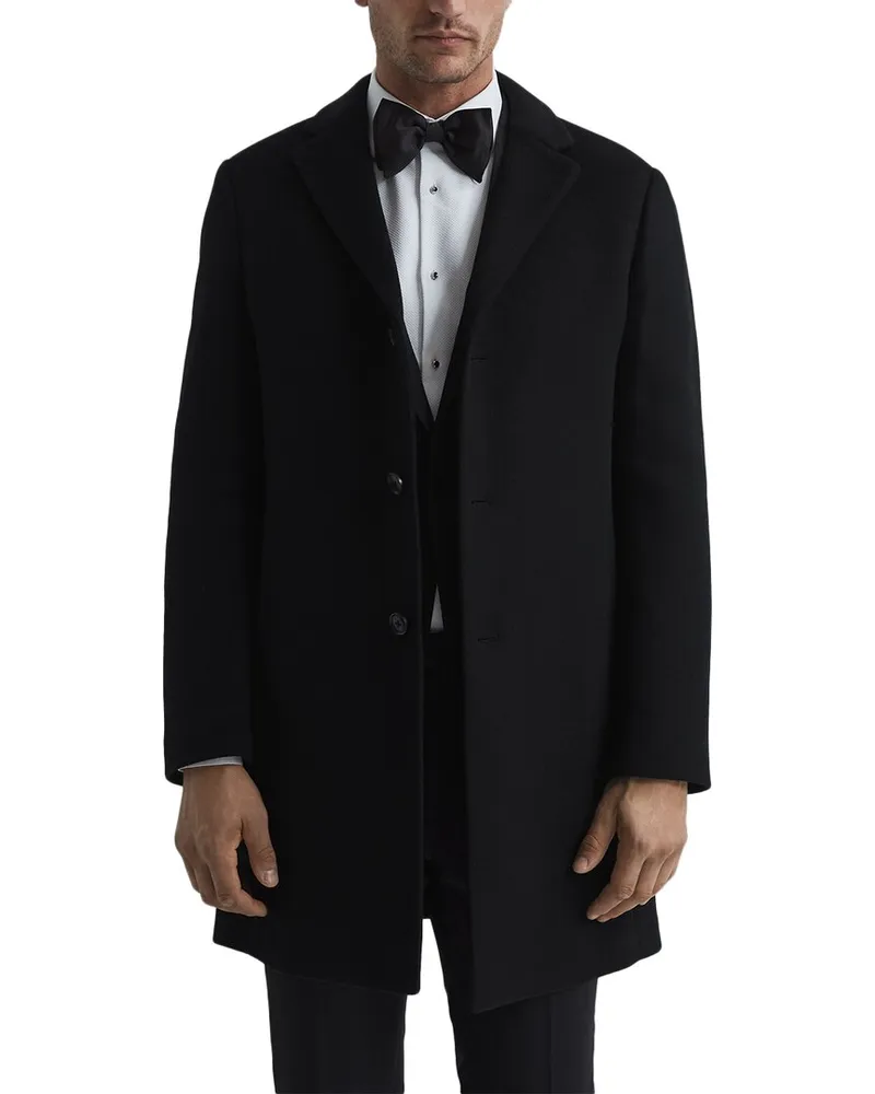 Reiss Gable Wool-Blend Epsom Overcoat Black