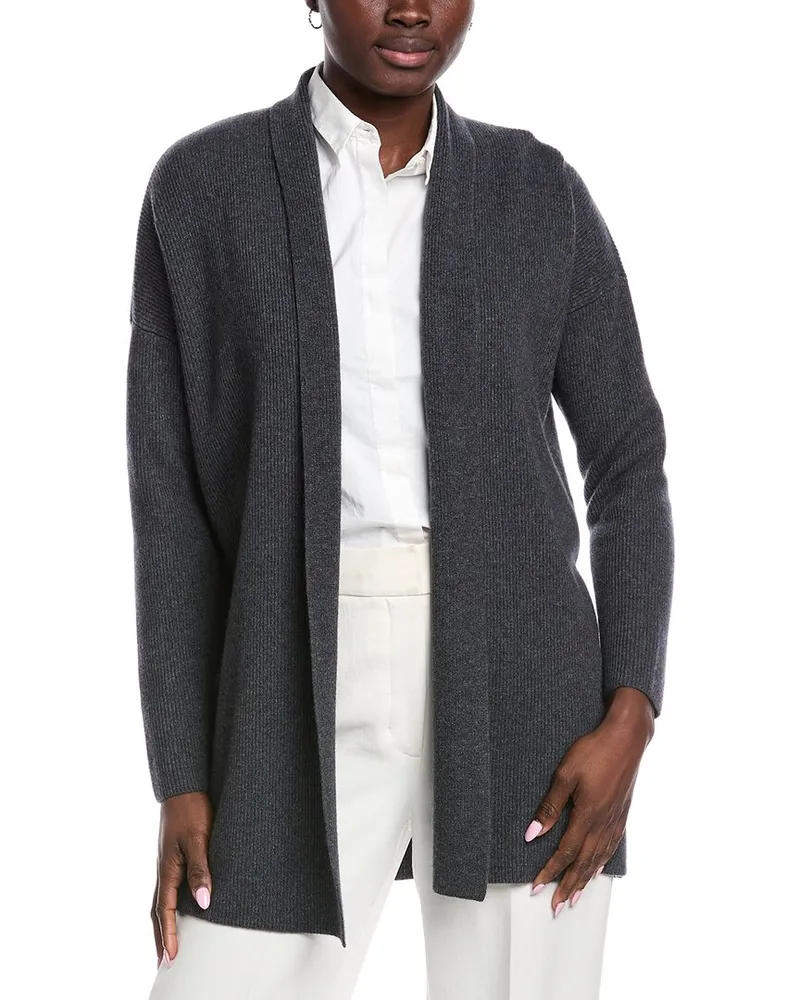 Eileen Fisher Long Cashmere Cardigan Grey