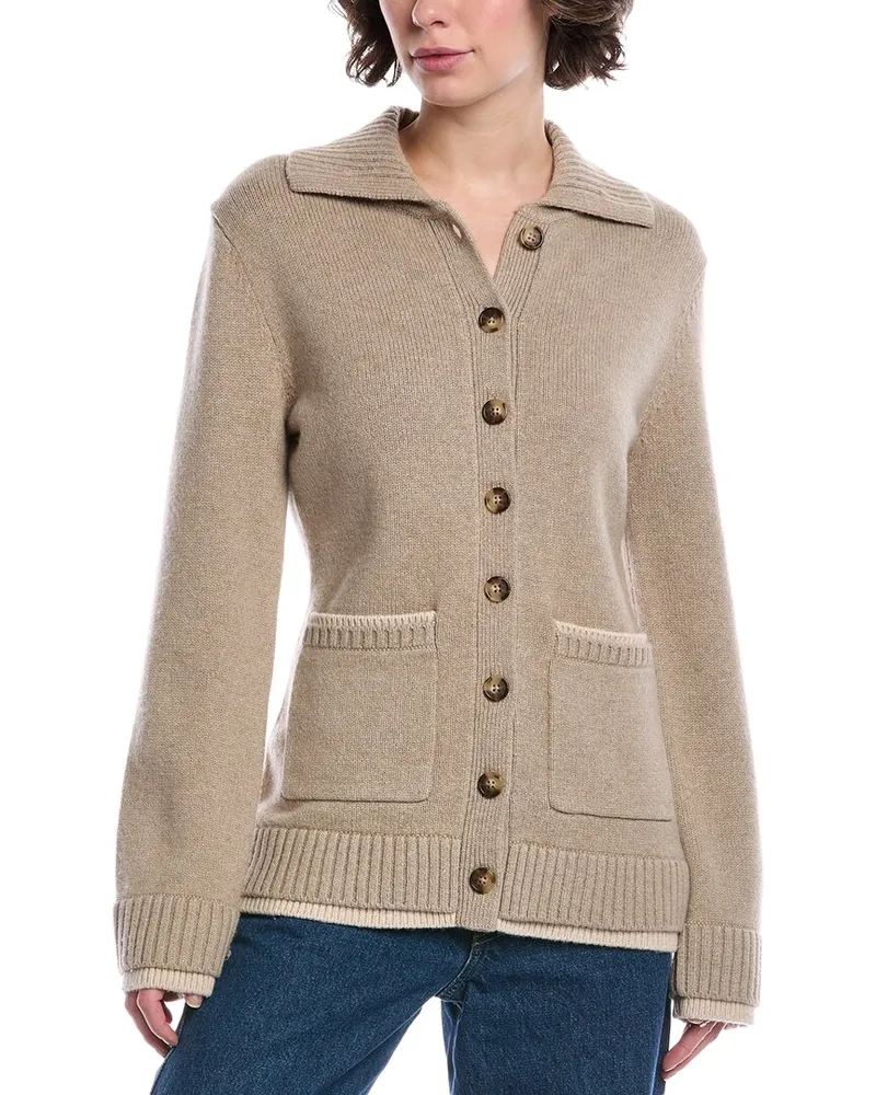 Rag & Bone Danica Tonal Wool & Cashmere-Blend Cardigan Brown
