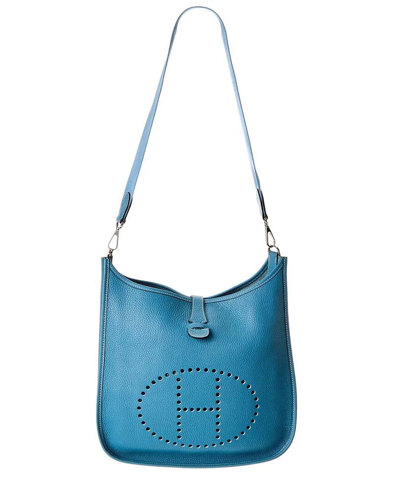 Hermès Light Blue Clemence Leather Evelyne GM (Authentic Pre-Loved Nocolor