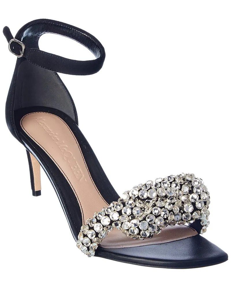 Alexander McQueen Crystal Embellished Suede Sandal Black
