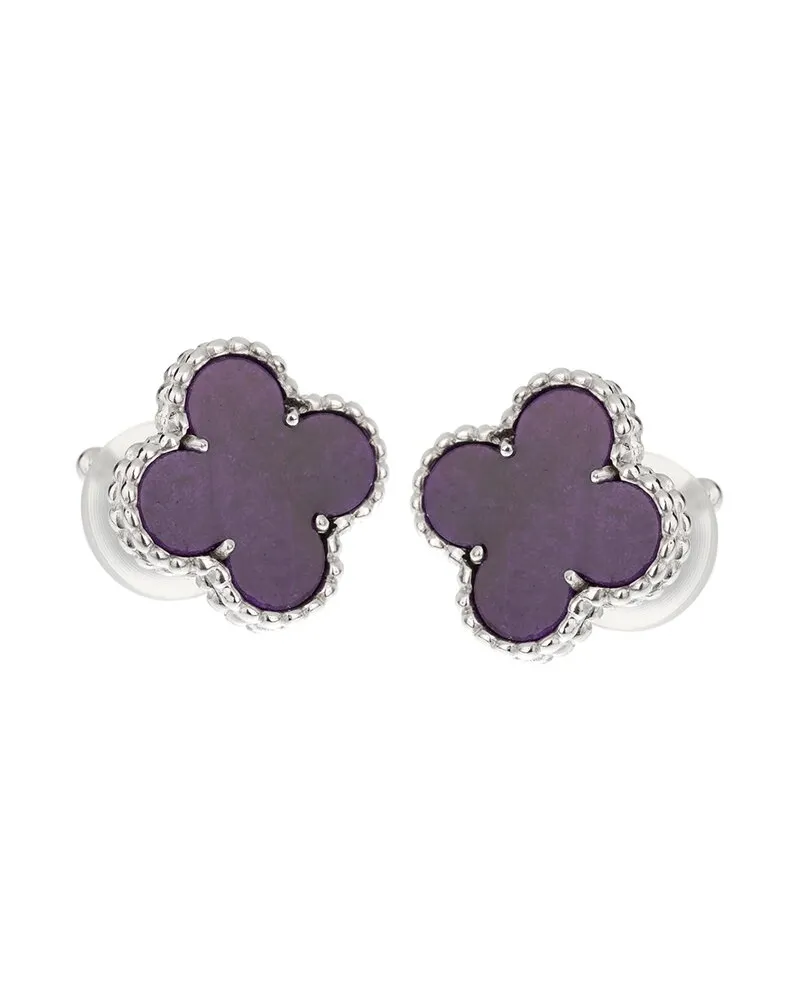 Van Cleef & Arpels 18K Sugilite Alhambra Sugil Clip-On Earrings (Authentic Pre-Loved Nocolor