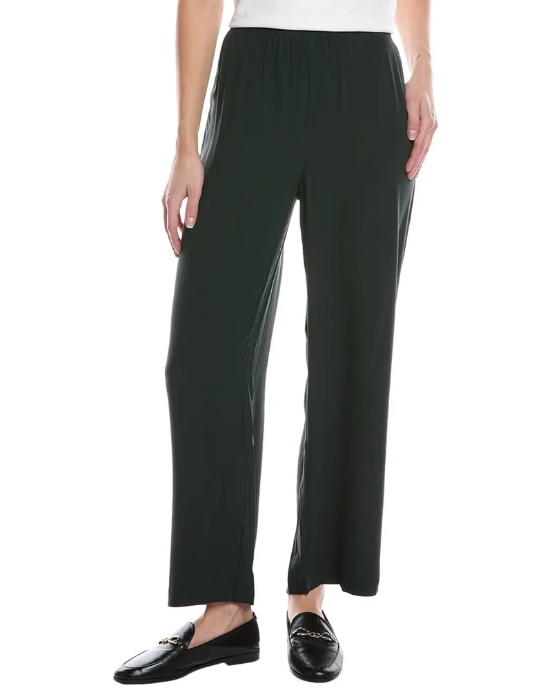 Eileen Fisher Straight Ankle Silk Pant Green