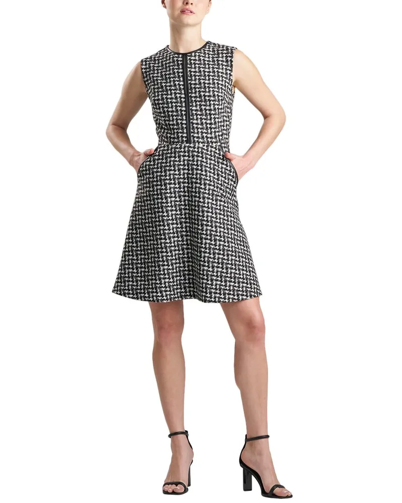 NATORI Split V-Neck Dress Black