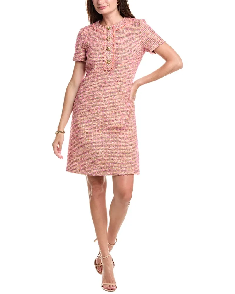 ST. JOHN Eyelash Tweed Dress Pink